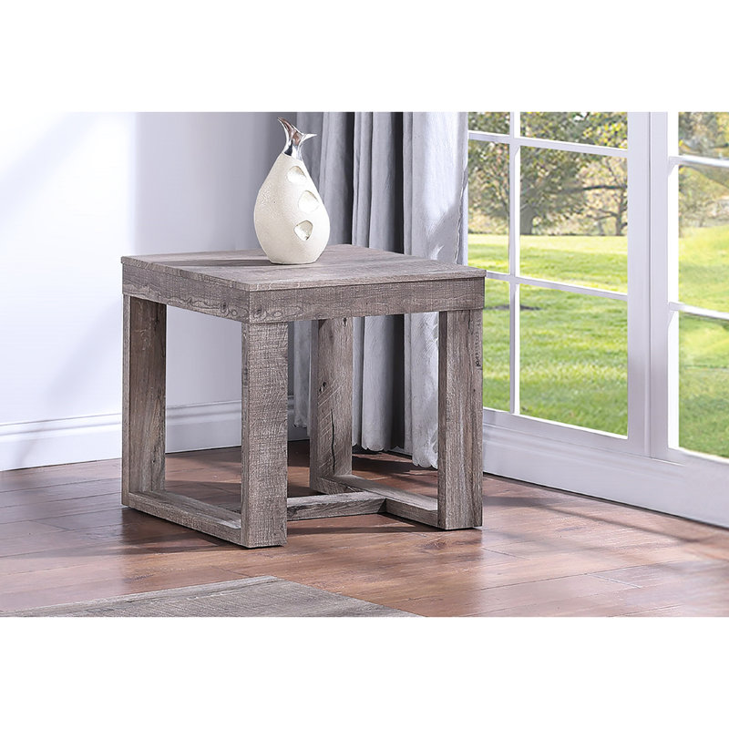 Table de bout carrée carrée en brun brun gris rustique, pour le salon