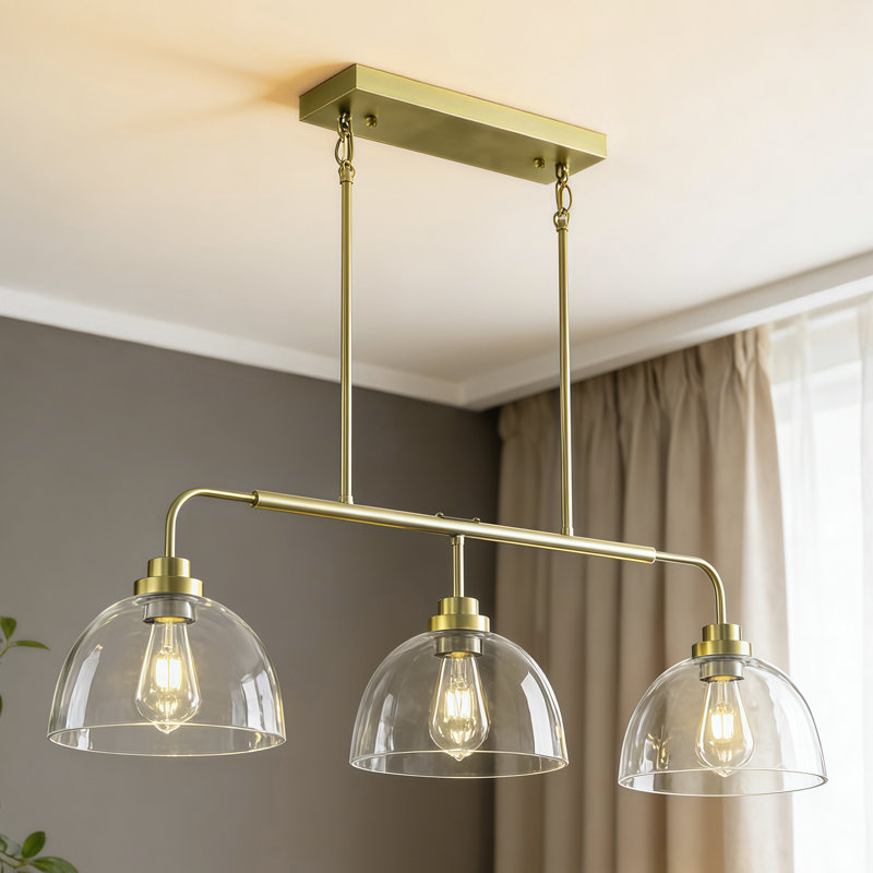 Lustre d'îlot de cuisine 3 lumières 39,37 po Modern Modern, Doré