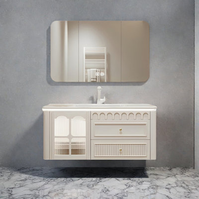 French cream style rest room bathroom cabinet