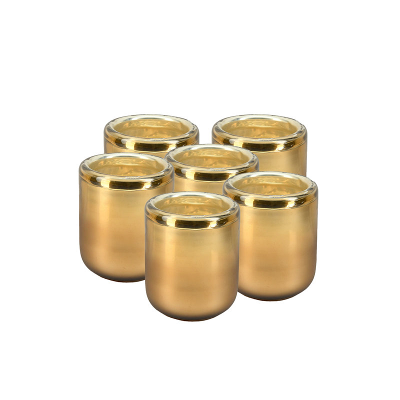 6'' H Glass Tabletop Votive Holder, Gold