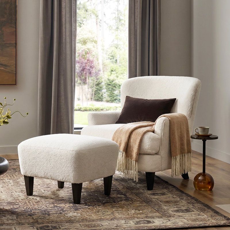 Kamiyla 33'' Wide Armchair and Ottoman, Almond, Yes