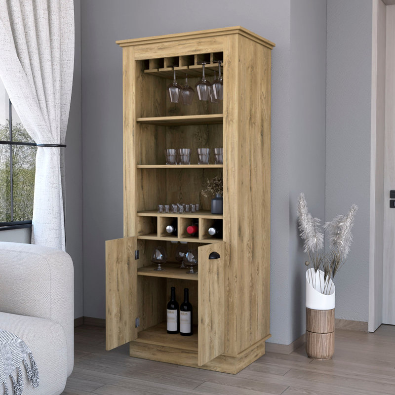 Elegant Storage Cabinet For Wine And Glasses 4-built In Rack Bar Cabinet: Organize Your Entertainment, Brown