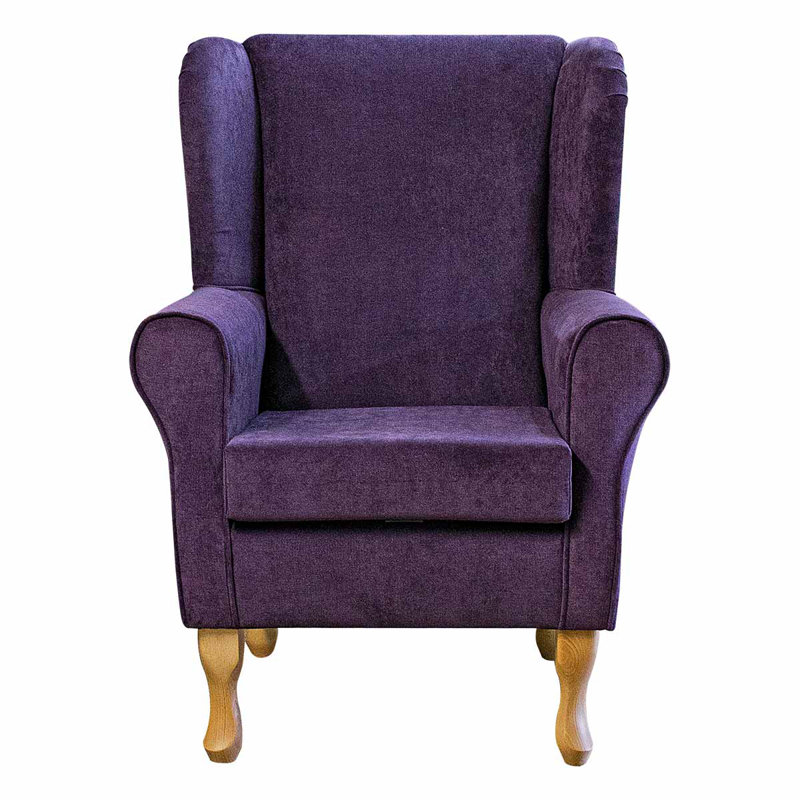 74cm Wide Tufted Velvet Wingback Chair, Purple