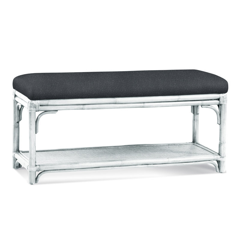 Banc de rangement en osier Summer Retreat, Blanc givré, Avoine Crypton Performance; 0822-74