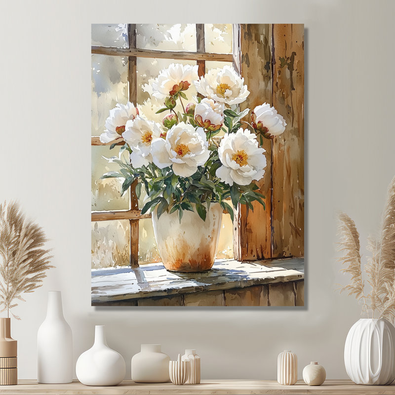 Julitsa - pivoines, impression sur métal, H 20 po x l 12 po
