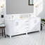 84 po Meuble-lavabo double blanc avec comptoir en marbre, robinet inclus et grand volume de rangement - comptoir de bain à mécanisme de fermeture en douceur et deux armoires intérieures pour quatorze tiroirs-766202335