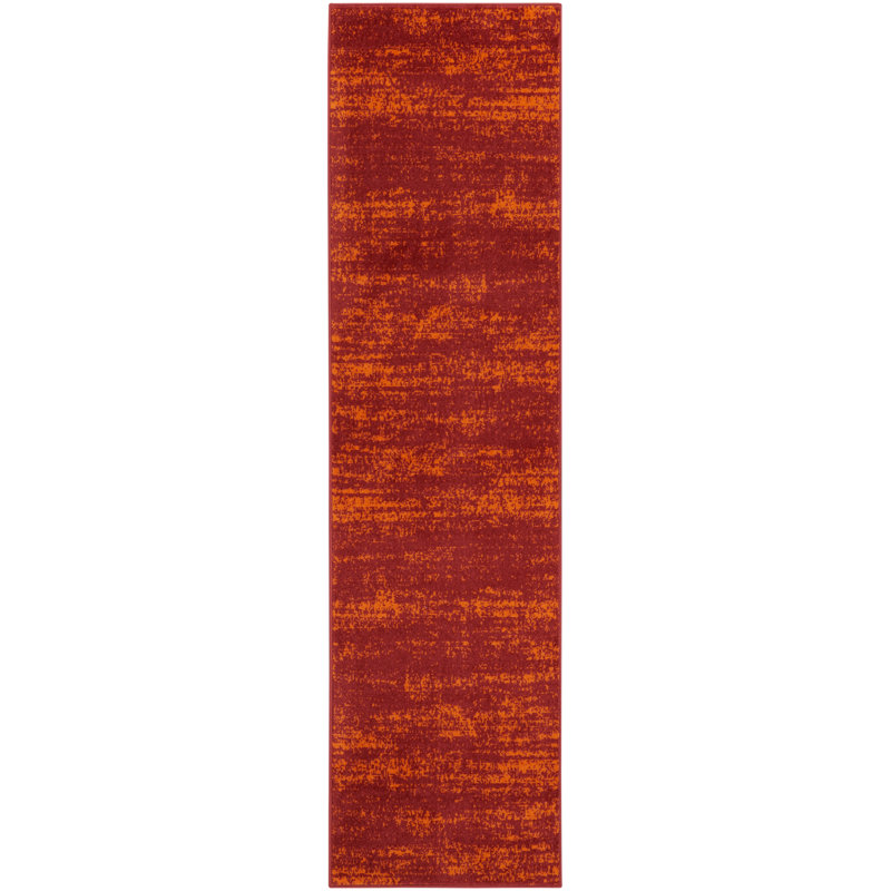 Pentworth Machine Woven Chenille Indoor/Outdoor Area Rug in Red, Runner 2'2" x 7'6"