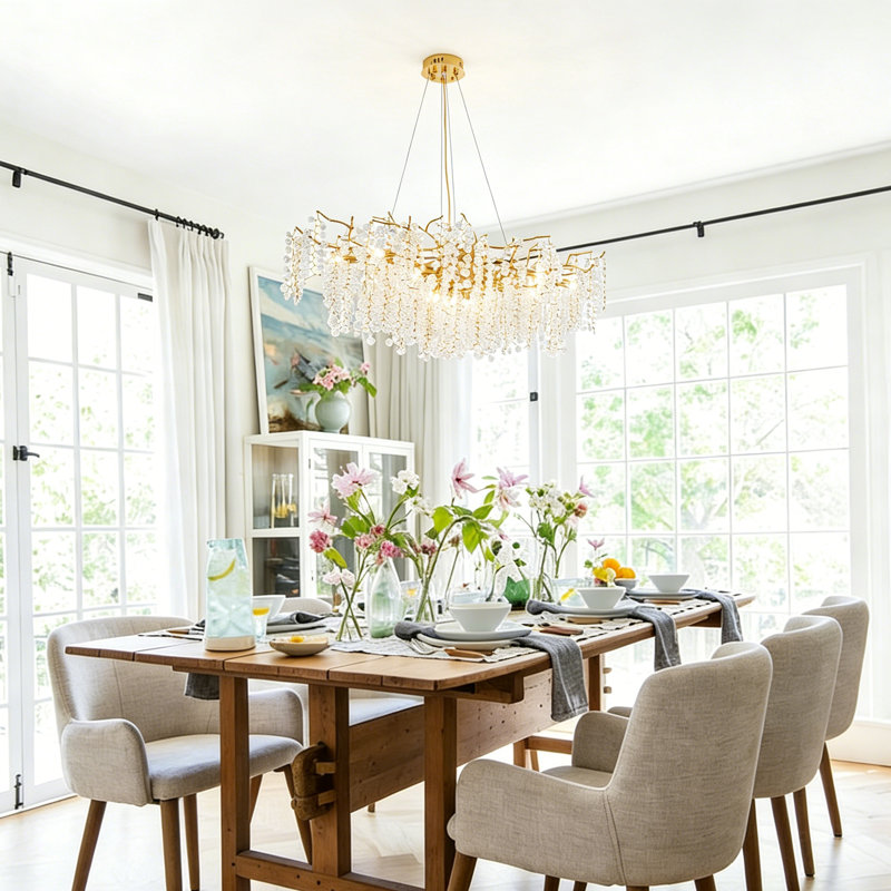 14 - Light Dimmable Tree Branch Crystal Chandeliers