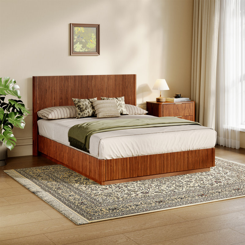 Cadre de lit avec lumières DEL, Walnut, Queen