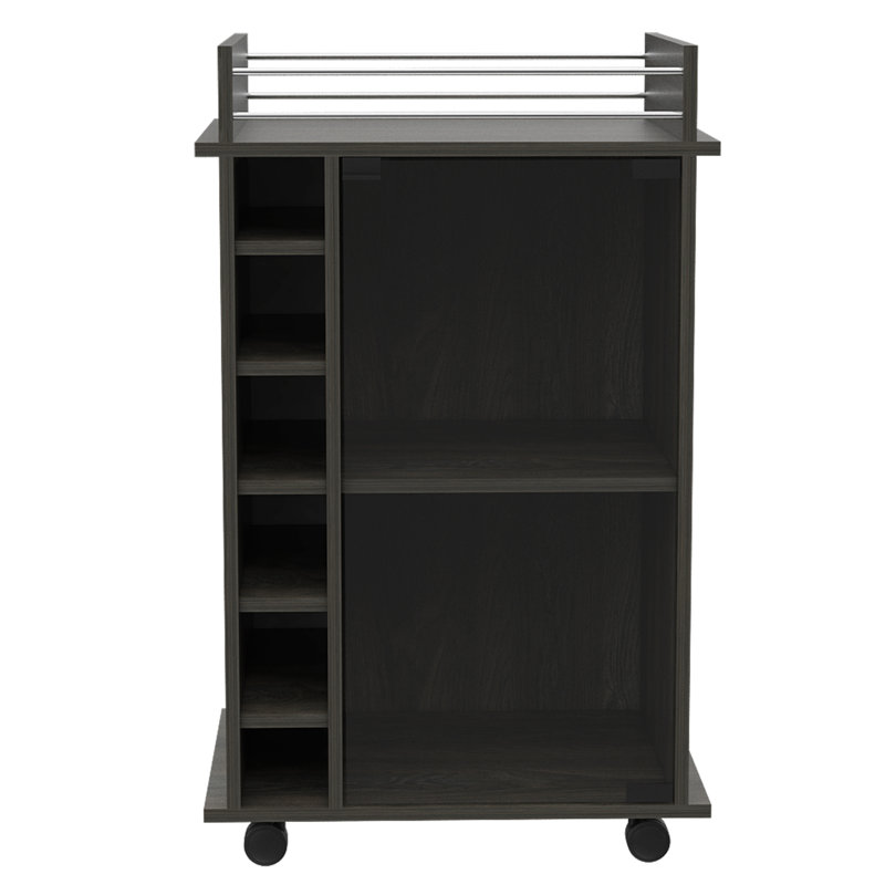 6-Bottle 3-Shelf Bar Cart Carbon Espresso, Brown