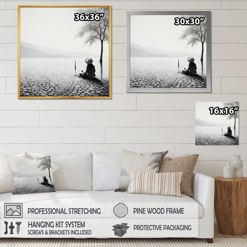 Photo de plage Reverie II, Cadre simple noir, H 24 po x l 24 po x P 1 po