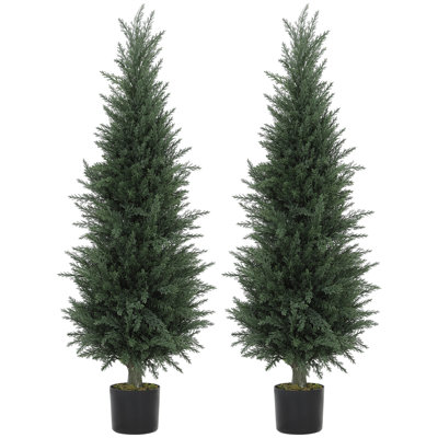 HOMCOM Set of 2 Decorative Artificial Plant, Fake Plant for Home Decor