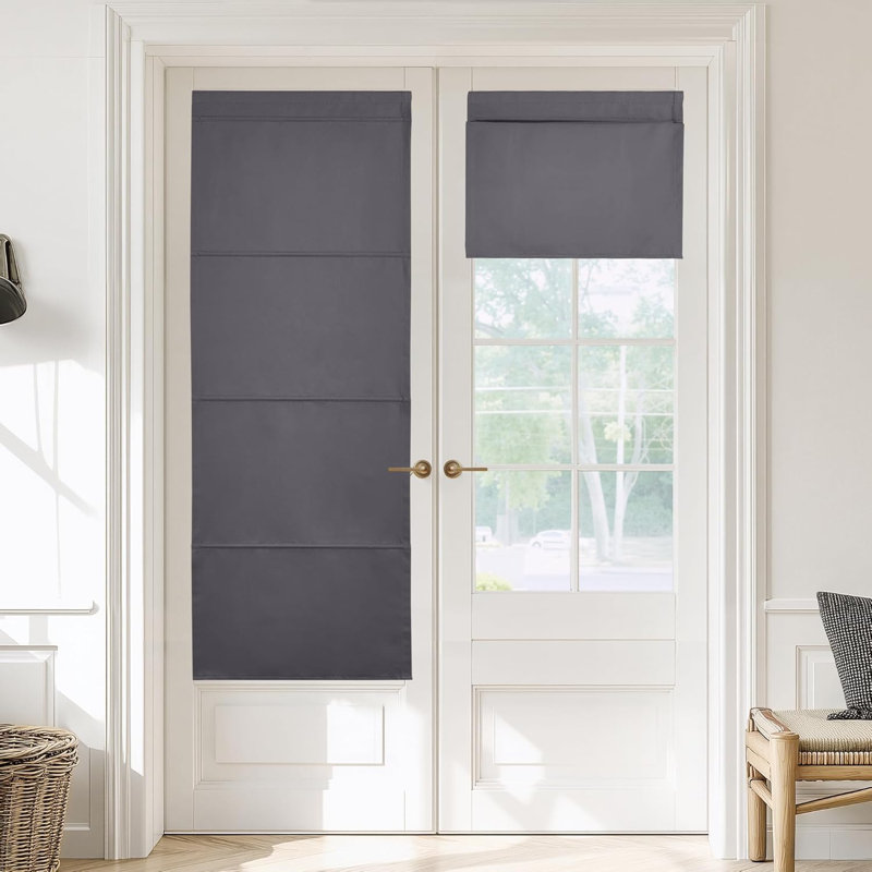 Magnetic Blackout Door Blinds, No Drill Roll Up French Door Curtain for Window, Thermal Insulated Light Blocking Shades for Sidelight Glass Window, 1 Panel