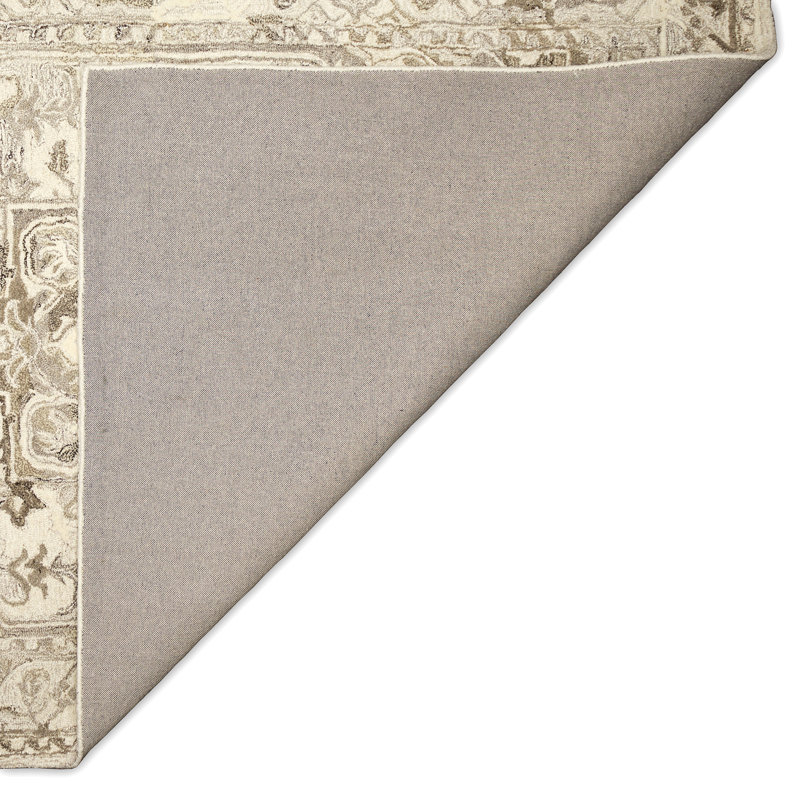 Tapis beige / ivoire en laine touffeté à la main Accie, Rectangle 3 pi 6 po x 5 pi 6 po