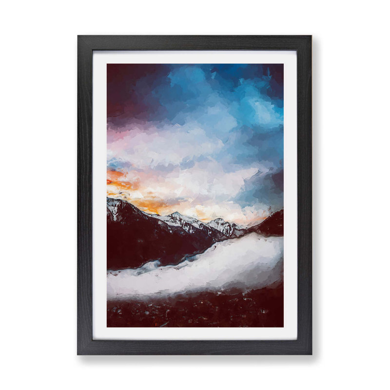 The Cloudy Mountains - Framed Print, Black, 45cm H x 63cm W x 2cm D