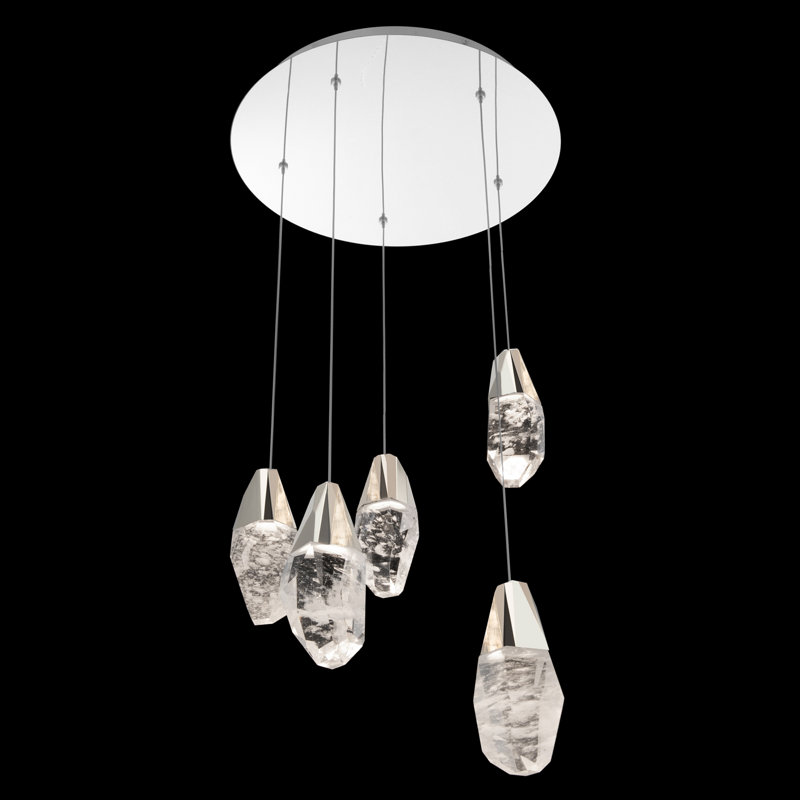 Martini 3 - Light LED Pendant, Polished Nickel, Optic Haze Crystal