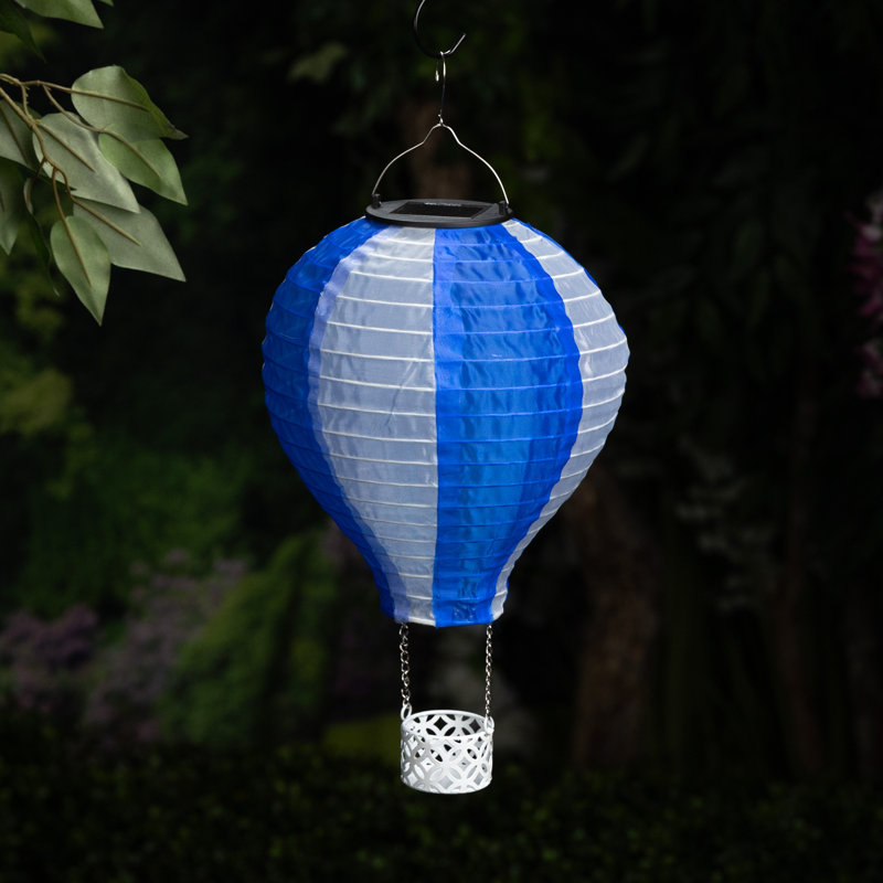 Montgolfière solaire 13 "avec lumières DEL flamme, Bleu
