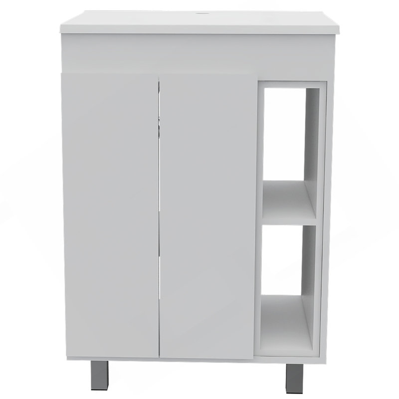 White 2-Shelf Rectangle Freestanding Vanity Cabinet