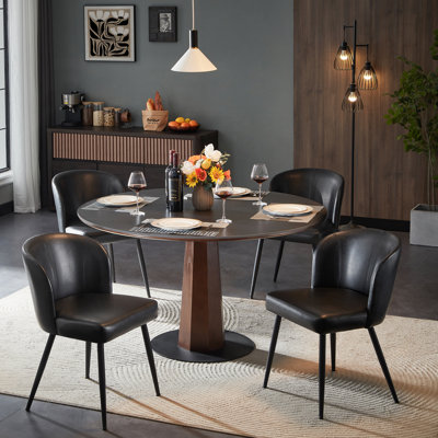 Chaises de salle à manger rembourrées modernes en similicuir (ensemble de 2)