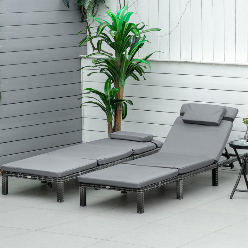 Aymelia 195cm Long Reclining Single Chaise with Cushions, Grey
