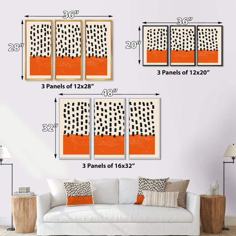 Minimal Geometric Compostions Of Elementary Forms XVII - 3 Piece Floater Frame Print on Canvas, 32" H x 48" W x 1" D