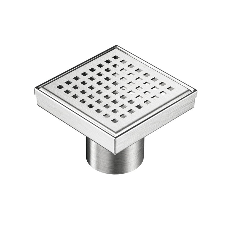 4 In. X 4 In. Stainless Steel Square Shower Drain With Square Pattern Surface