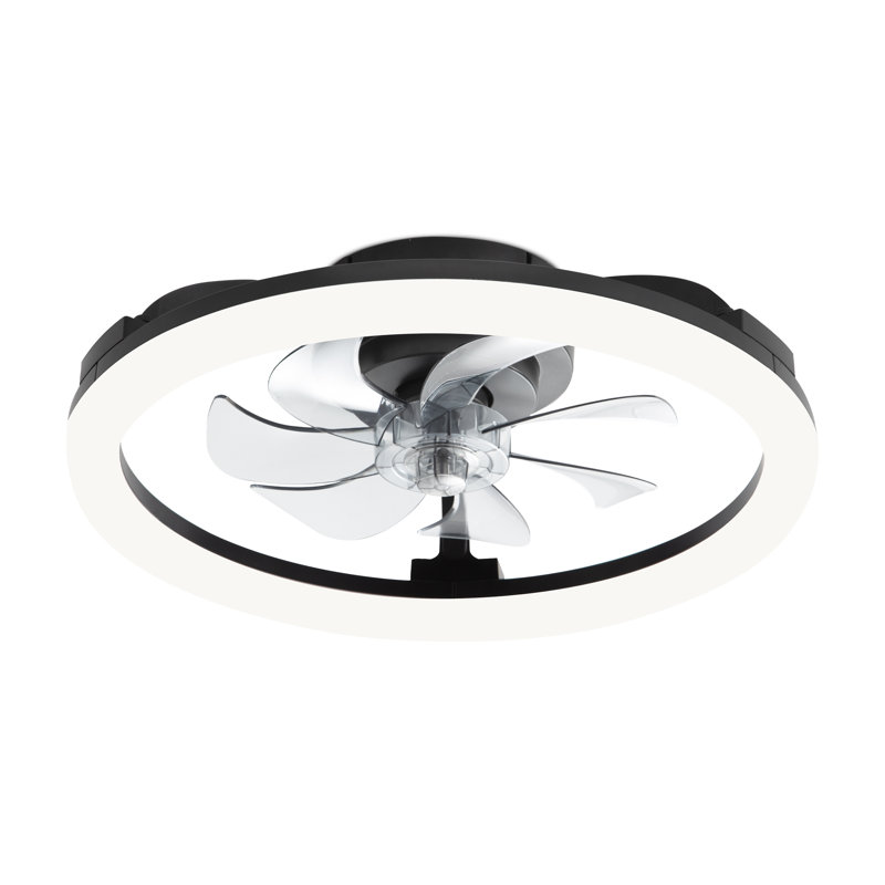  Cissline 20" Modern Black Flush Mount Ceiling Fan with Adjustable Led Light for Bedrooms & Small Spaces, Black