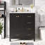  30'' Bathroom Vanity with Ceramic Sink Combo, Solid Wood Frame Freestanding Storage Cabinet with 4 Drawers and Soft Closing Doors, Black