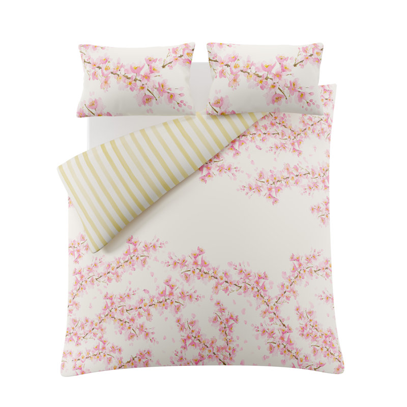  CHERRY BLOSSOM 100% Cotton Percale, 200 Thread Count, Double  Duvet Cover + 2 pillowcases