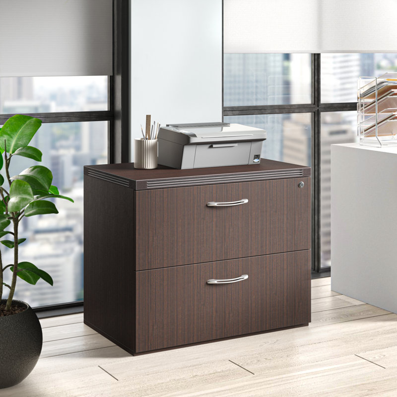Aberdeen Freestanding 2-Drawer Lateral Filing Cabinet, 29.5" H x 36" W x 24" D, Mocha