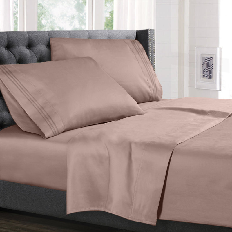 Microfiber Sheet Set, Taupe Sand, Twin-XL Sheet Set + Fitted Sheet + 1 Pillowcase