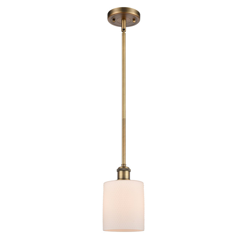 Leilani 1 - Light Single Pendant, 6 Watt Vinage LED Bulb, Matte White, Brushed Brass