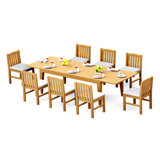 12 Seats 13 Pcs Grade-A Teak Wood Dining Set: 122" Caranas Double Extension Rectangle Table And 12 Devon Armless Chairs #11DV2900