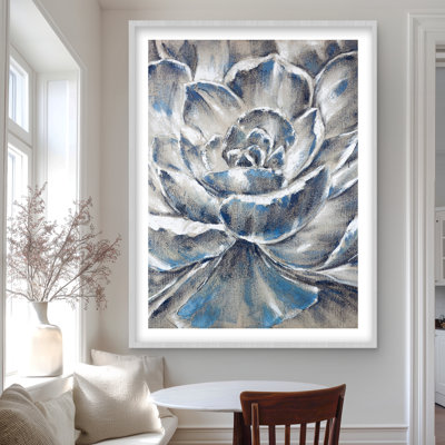 Fleur grise et bleue | Imprimé mat encadré pour le décor de la chambre à coucher