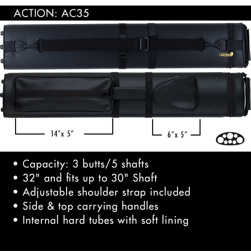 3/5 Hard Pool Cue Case, Black