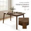 Table de salle à manger rectangulaire en bois massif avec coins arrondis, table de cuisine de style Mid-Century moderne