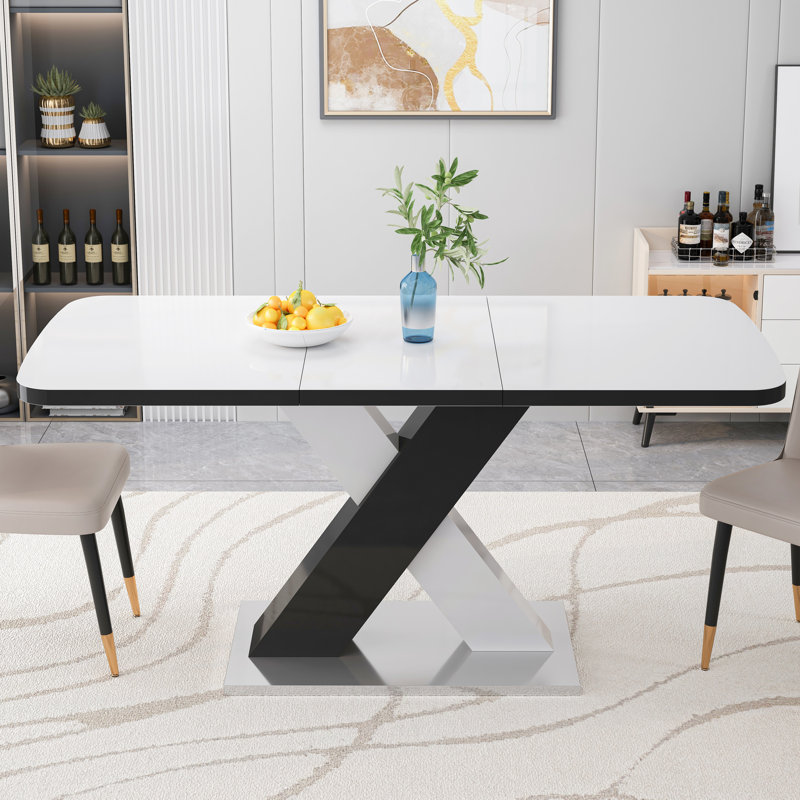 Table de salle à manger Gamiel, Noir / blanc