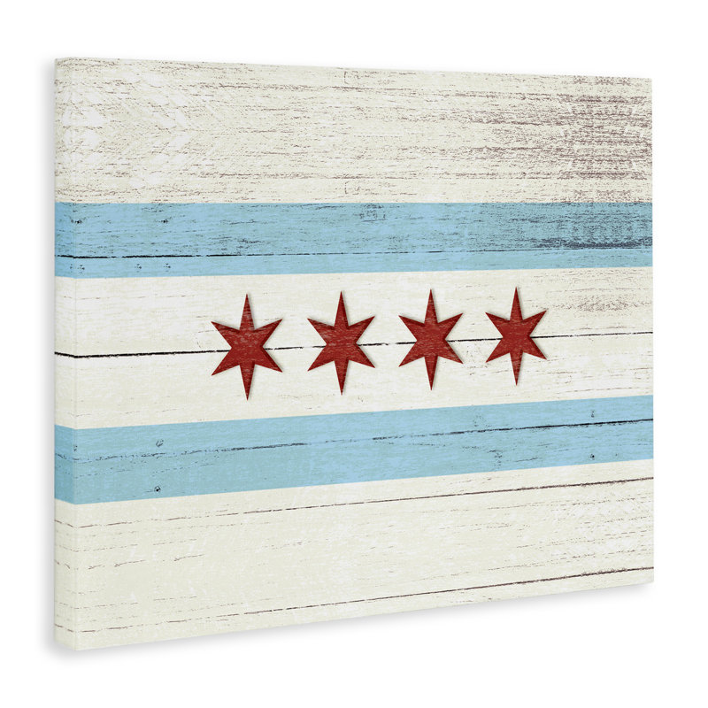 «Chicago Flag Distress Wood Look», impression, H 24 po x l 30 po