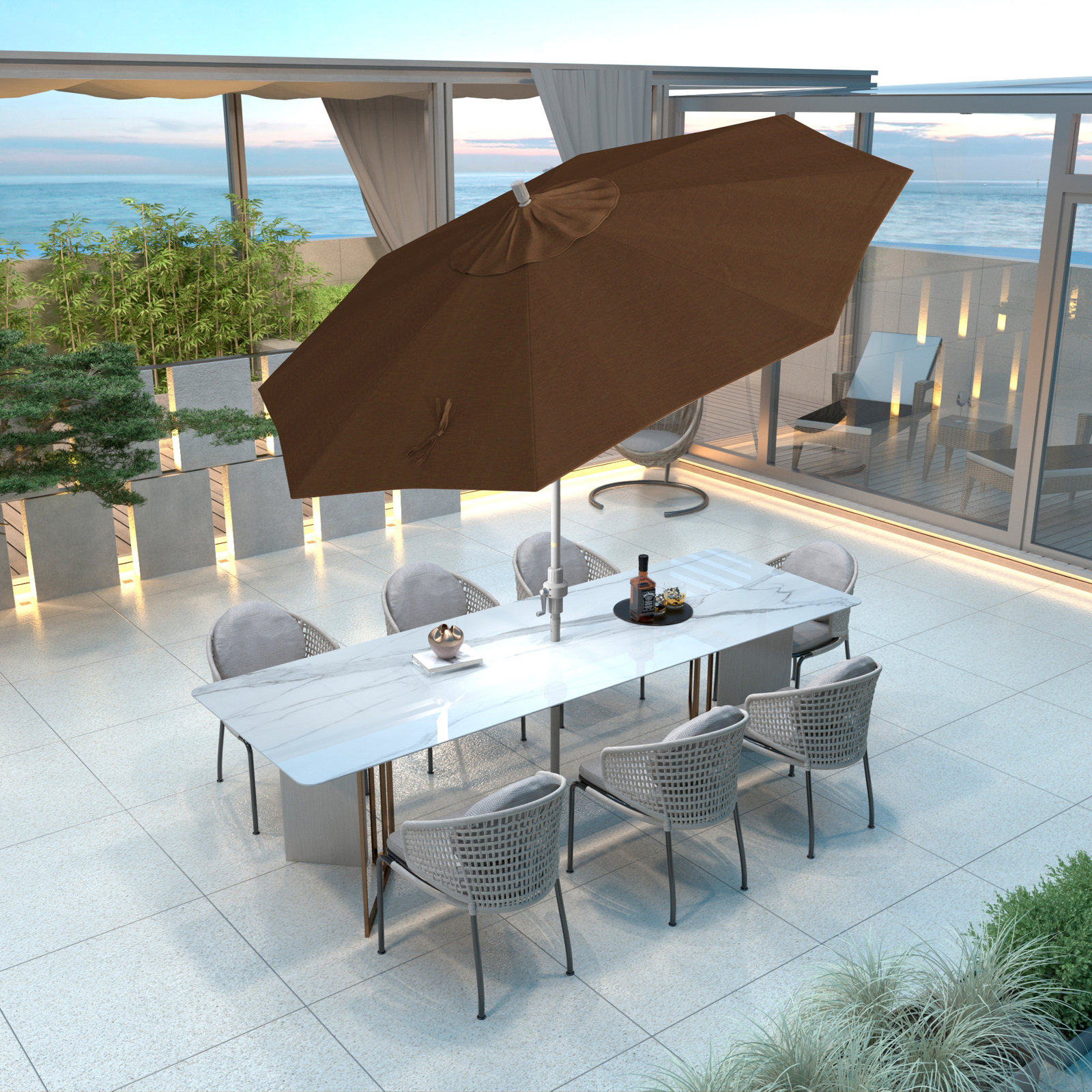 Calline 9' Umbrella, Teak Performance