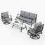 Ensemble de conversation de patio en métal pour 5 personnes avec fauteuils pivotants Asfand-101628570-101303669