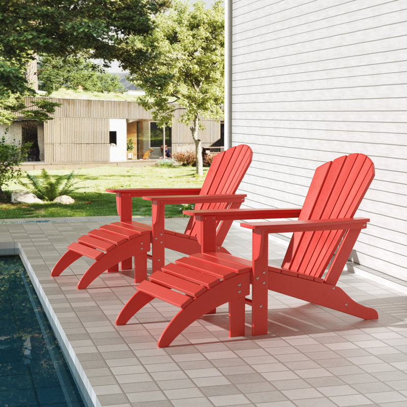 Chaise Adirondack en résine Altura avec repose-pieds, Rouge