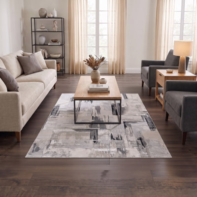 Figueroa Collection Abstract Grey/Black Neutral Area Rug