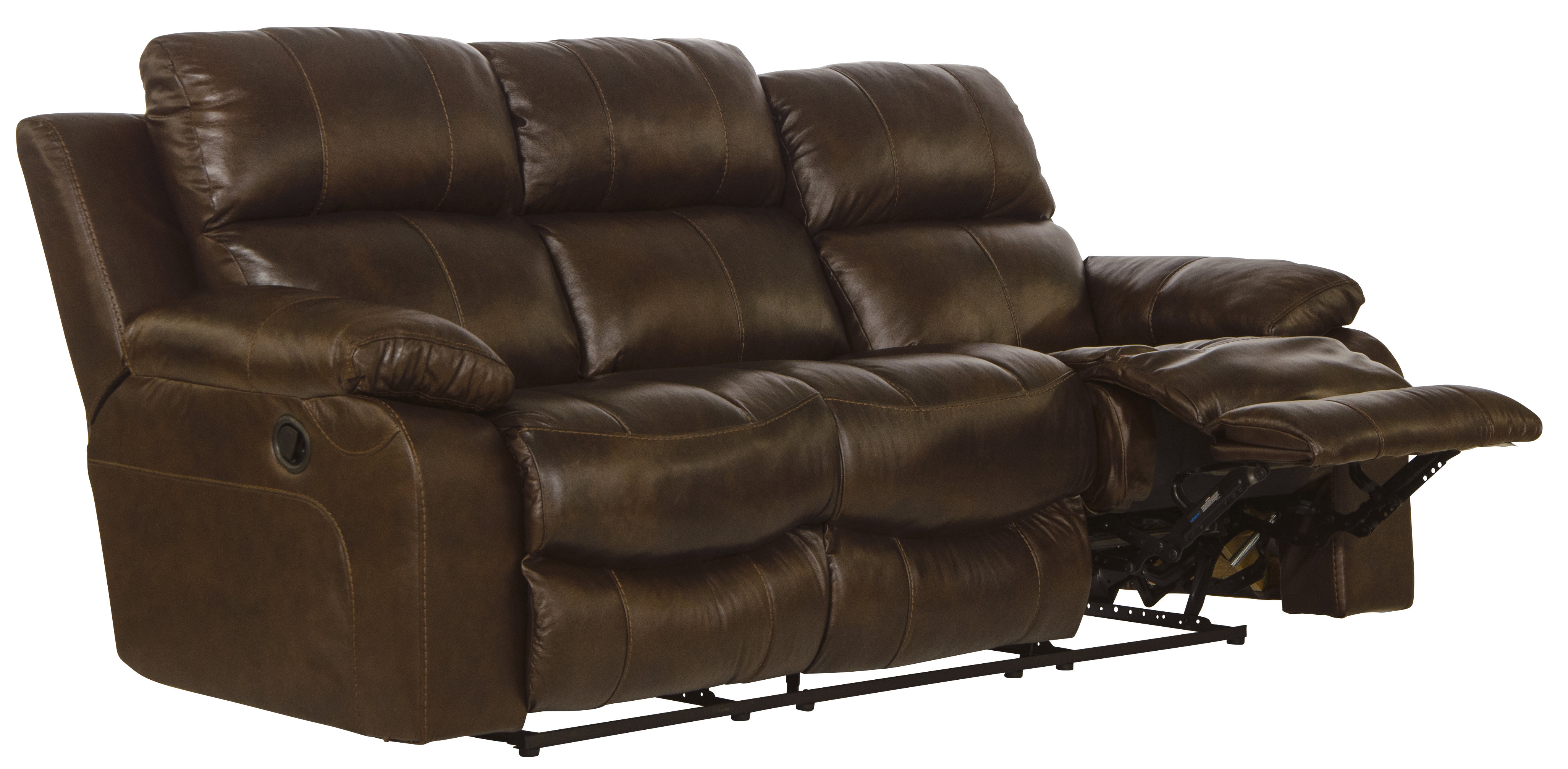 Lark Manor Akylah 90" Leather Match Pillow Top Arm Reclining Sofa