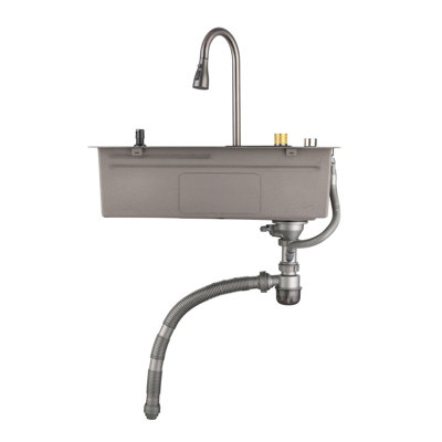 DELTA FURNITURE 304 Stainless Steel Flying Rain Waterfall Single bowl Sink, Large Single Slot Kitchen Vegetable Washing Basin, Household Thick Dish Washing Basin