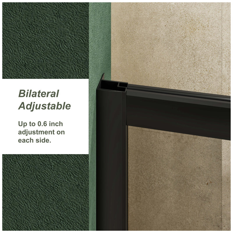 Durable Glass Shower Door with Stainless Steel Handle and Support Bar,Sliding Design for Walk-in Showers, Matte Black
