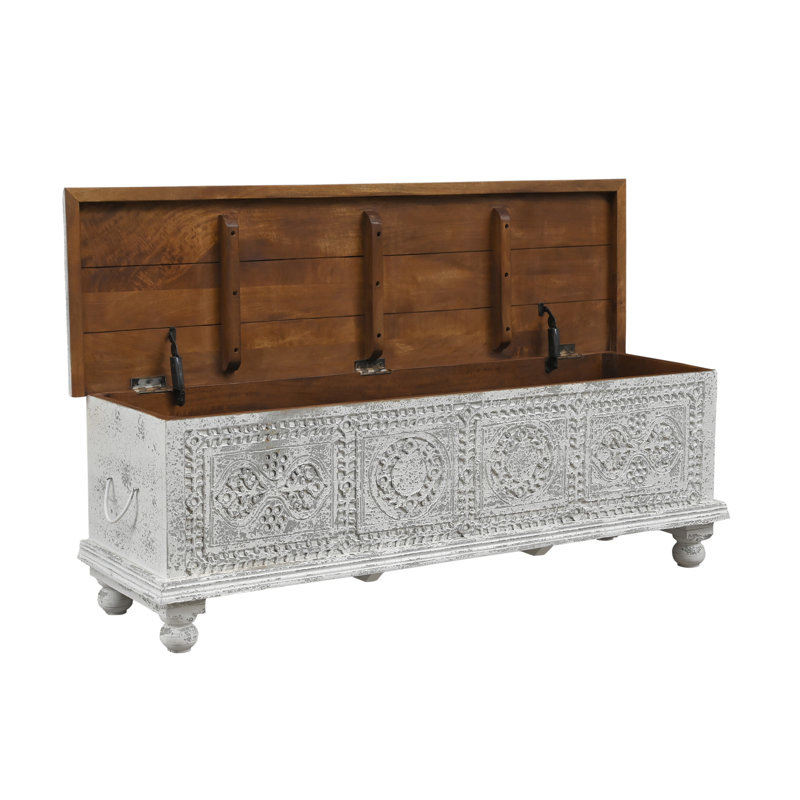 Banc de rangement sculpté Aarohi Bonney, Blanc
