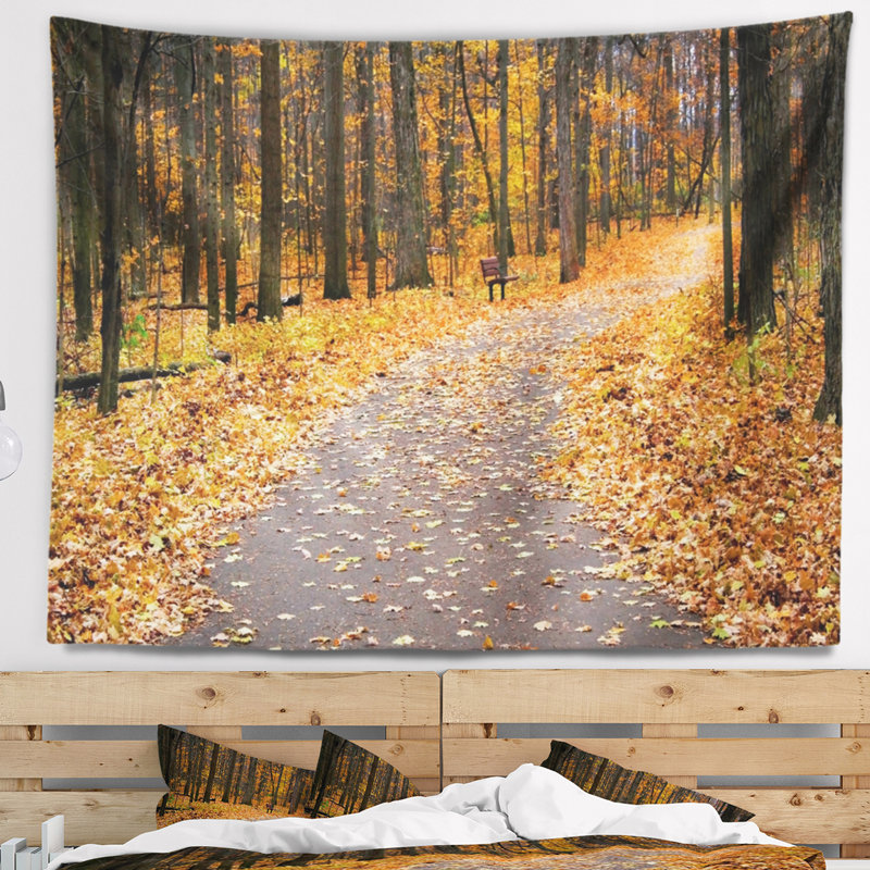 Tapisserie de forêt d'automne, H 32 po x l 39 po
