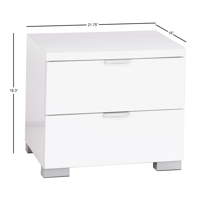 Table de chevet 2 tiroirs Allyria, Blanc