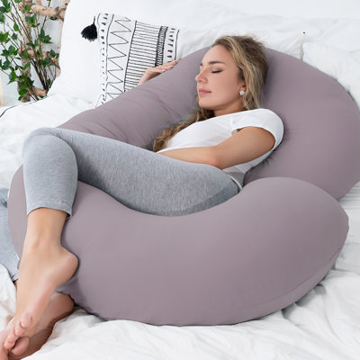  Pregnancy Pillows For Sleeping, Maternity Pillow With Cooling Cotton Cover, C Shaped For Pregnant Women (purple Jersey)