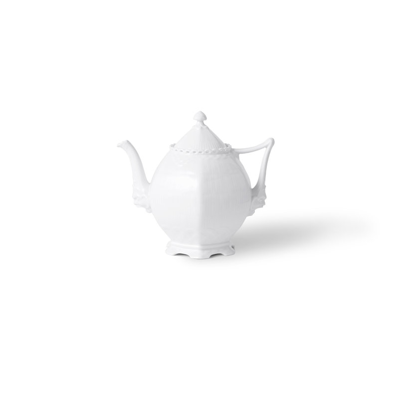 White Fluted Full Lace Teapot